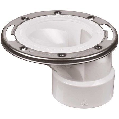 Oatey PVC Offset Open Toilet Flange with Stainless Steel Ring 436052